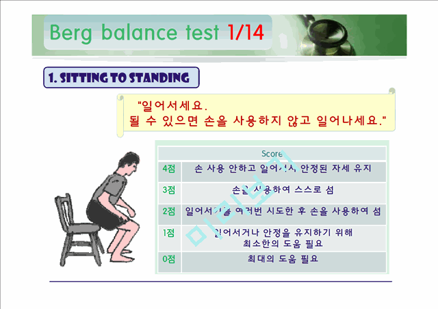 [의학]신경계 물리치료 - 롬버그와 롬버그 밸런스 테스트[Romberg & Berg balance Test ]   (3 )